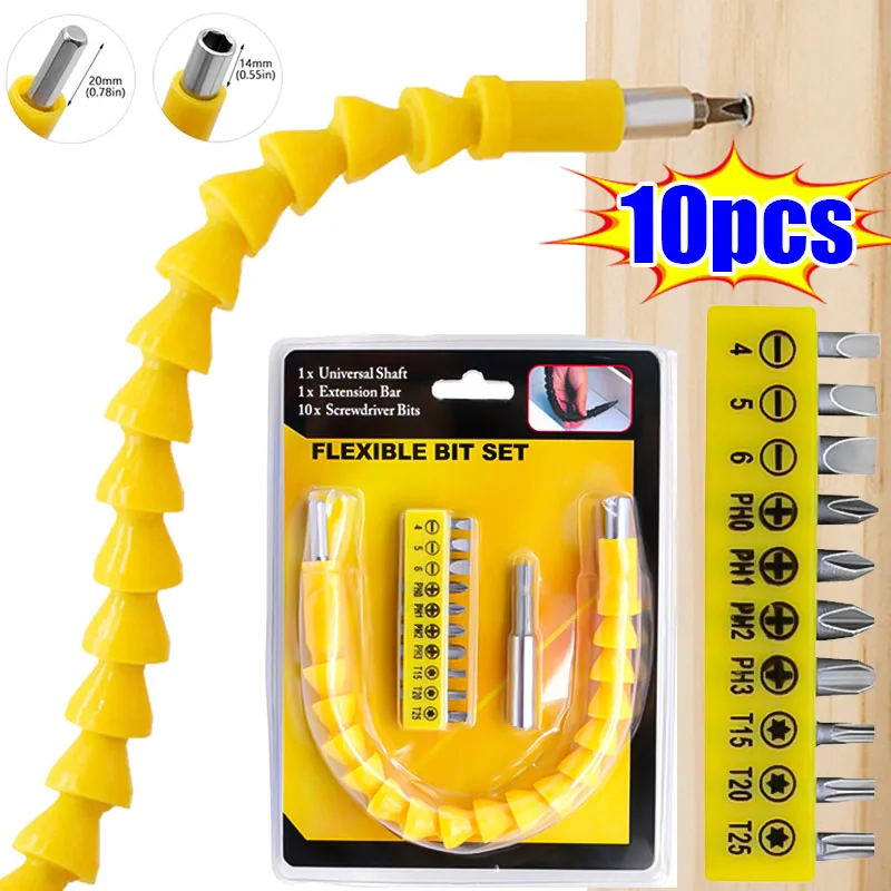 

10Pcs Yellow Adhesive Strip Batch Head Tool 300Mm Universal Extension Rod Hexagonal Connector Electric Screwdriver Accessories