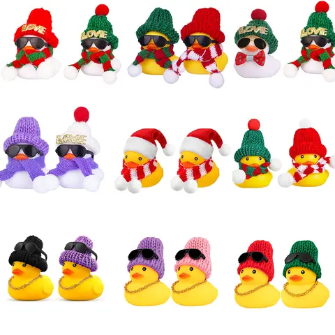 2 Set Rubber Duck Car Ornaments Yellow Duck Christmas Car Dashboard Decorations for Car Dashboard Accessories Holiday
