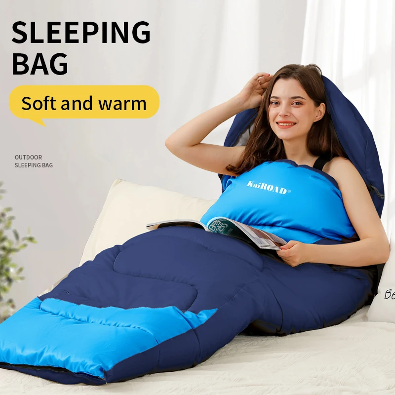 حقيبة نوم للخريف والشتاء للبالغين، خفيفة الوزن للاستخدام الفردي في الهواء الطلق، لحاف سميك ثنائي الغرض للنظافة #1