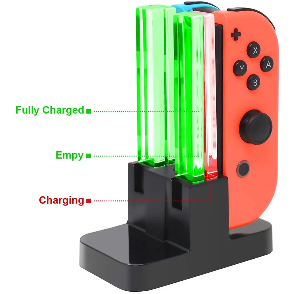 Cargador de controlador 4 en 1 para Nintendo Switch, indicador LED, estación de carga, accesorios OLED