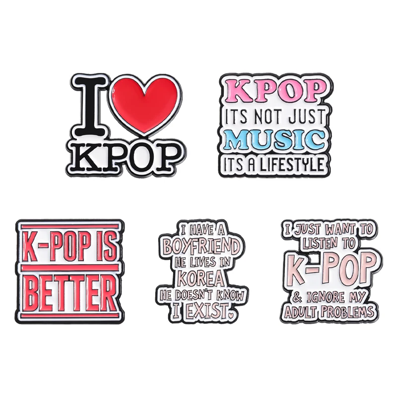 I Love Kpop Music Enamel Pin K-pop Is Better Creative Metal Brooches Clothes Backpack Badge Jewelry for Gift Wholesale Lapel Pin