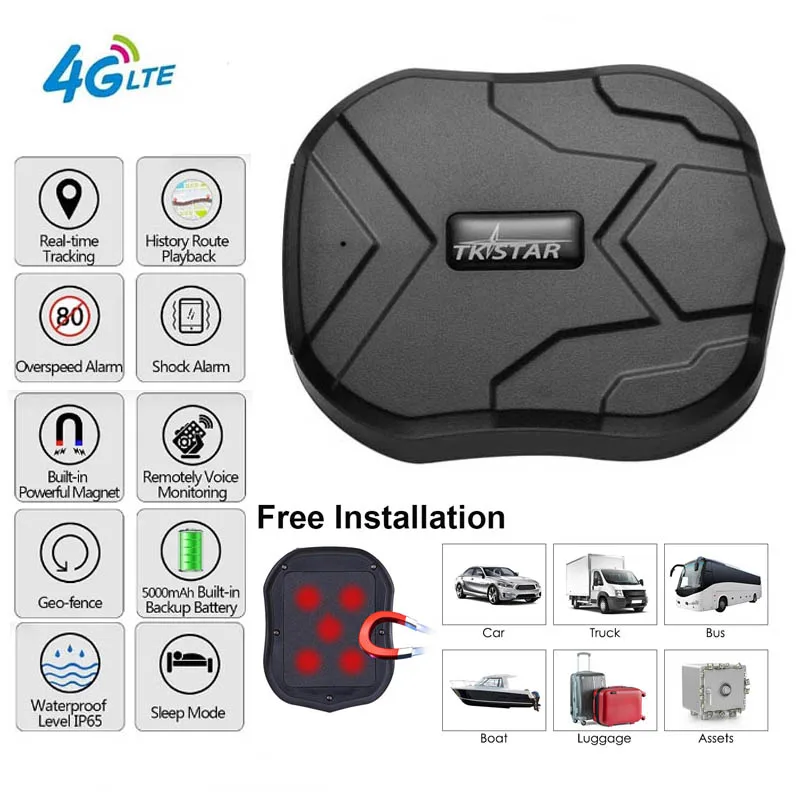 

TKSTAR 4G LTE TK905 GPS трекер автомобиля 5000 мАч 60 дней длительный режим ожидания магнит GPS локатор GPS трекер
