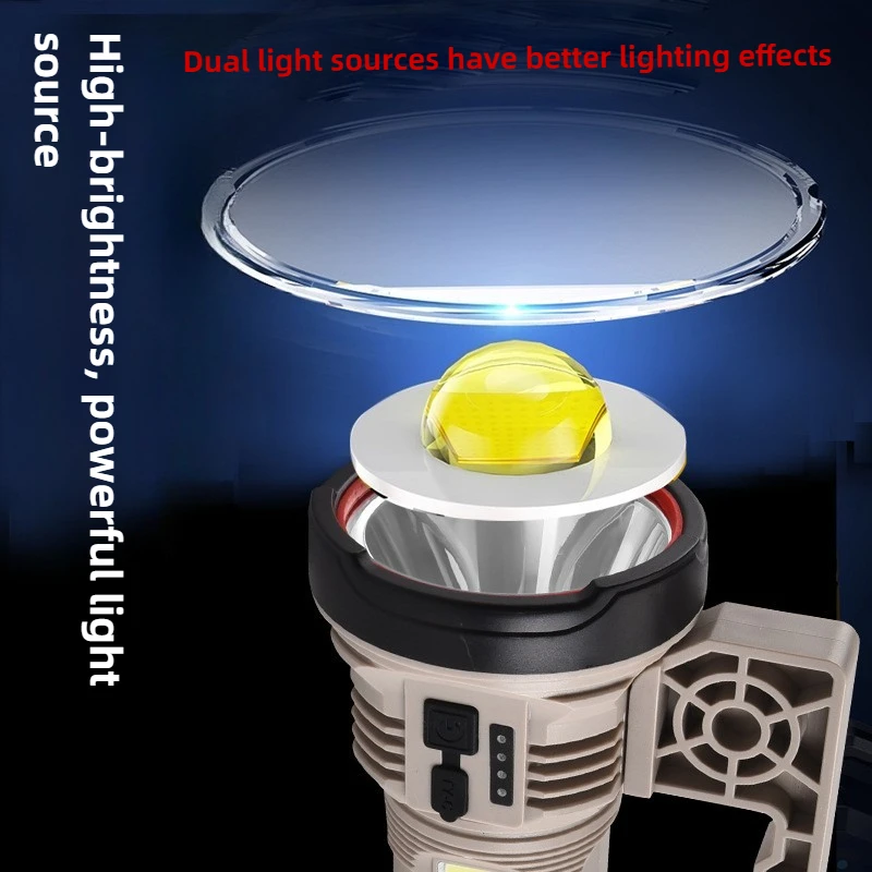 New Cross-Border High-Power Flashlight COB Outdoor Searchlight Type-C Rechargeable Emergency Handheld Work Light