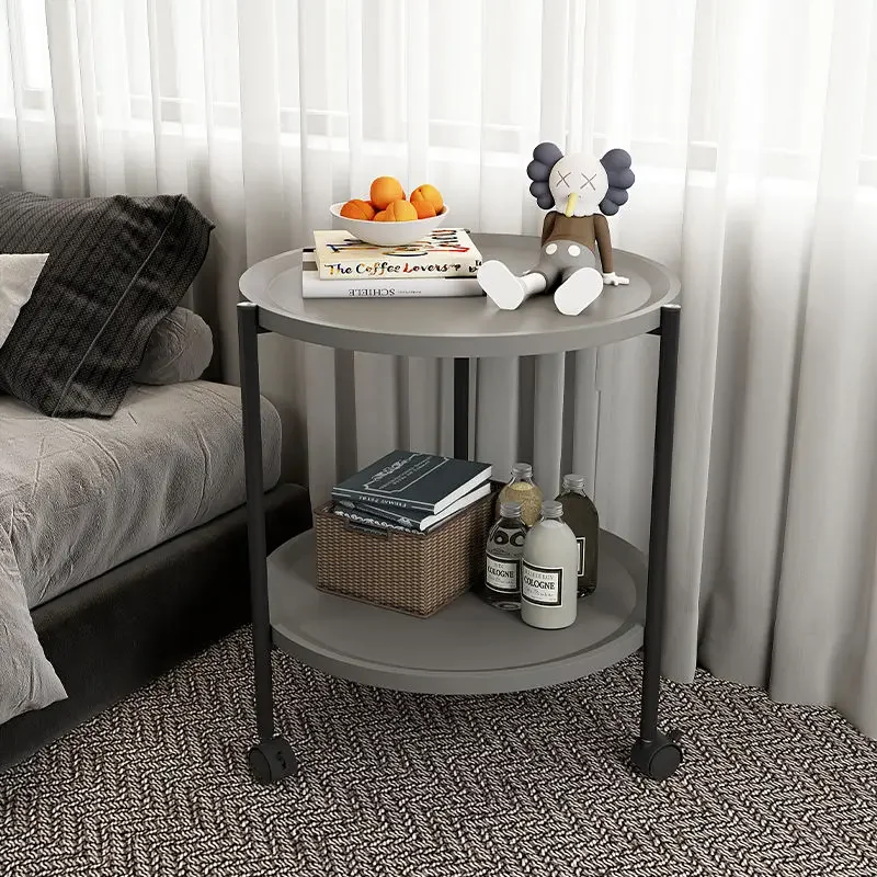 

Sofa side table removable light luxury round small apartment dining table bedside shelf bedroom balcony trolley coffee tables