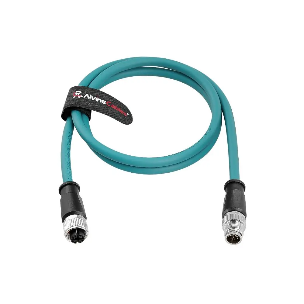 M12 X-Code 8 Pin to Female Ethernet Cable Cat6a Shielded for Cognex Basler Keyence Industrial Camera High Flex 32.8ft 10m Green