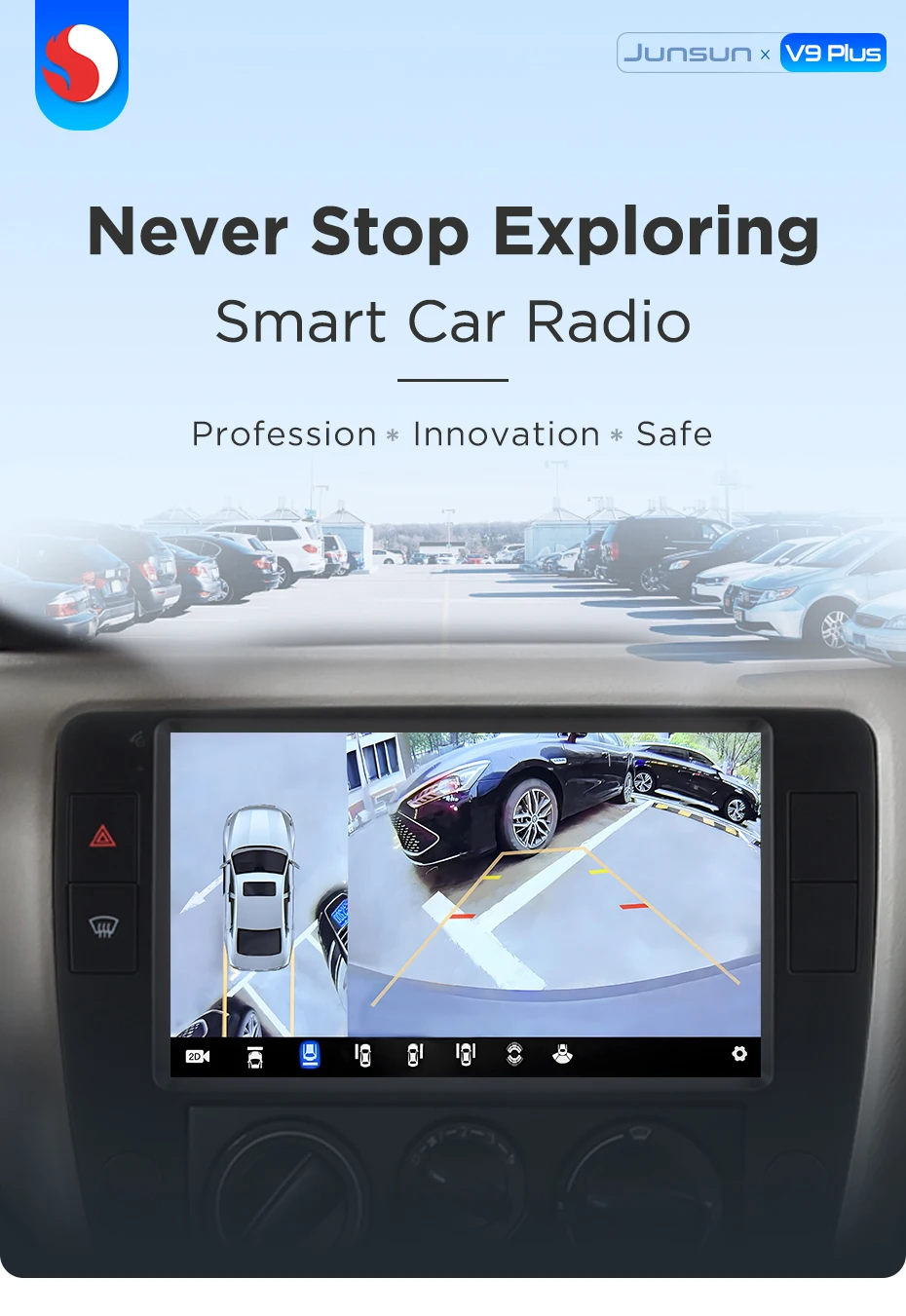 Junsun 360° ° Panorama Kamera Auto Radio Für VW Passat B5 2000-2005 Drahtlose CarPlay Bildschirm Android Auto Stereo GPS Navi RDS WiFi – Detail 3