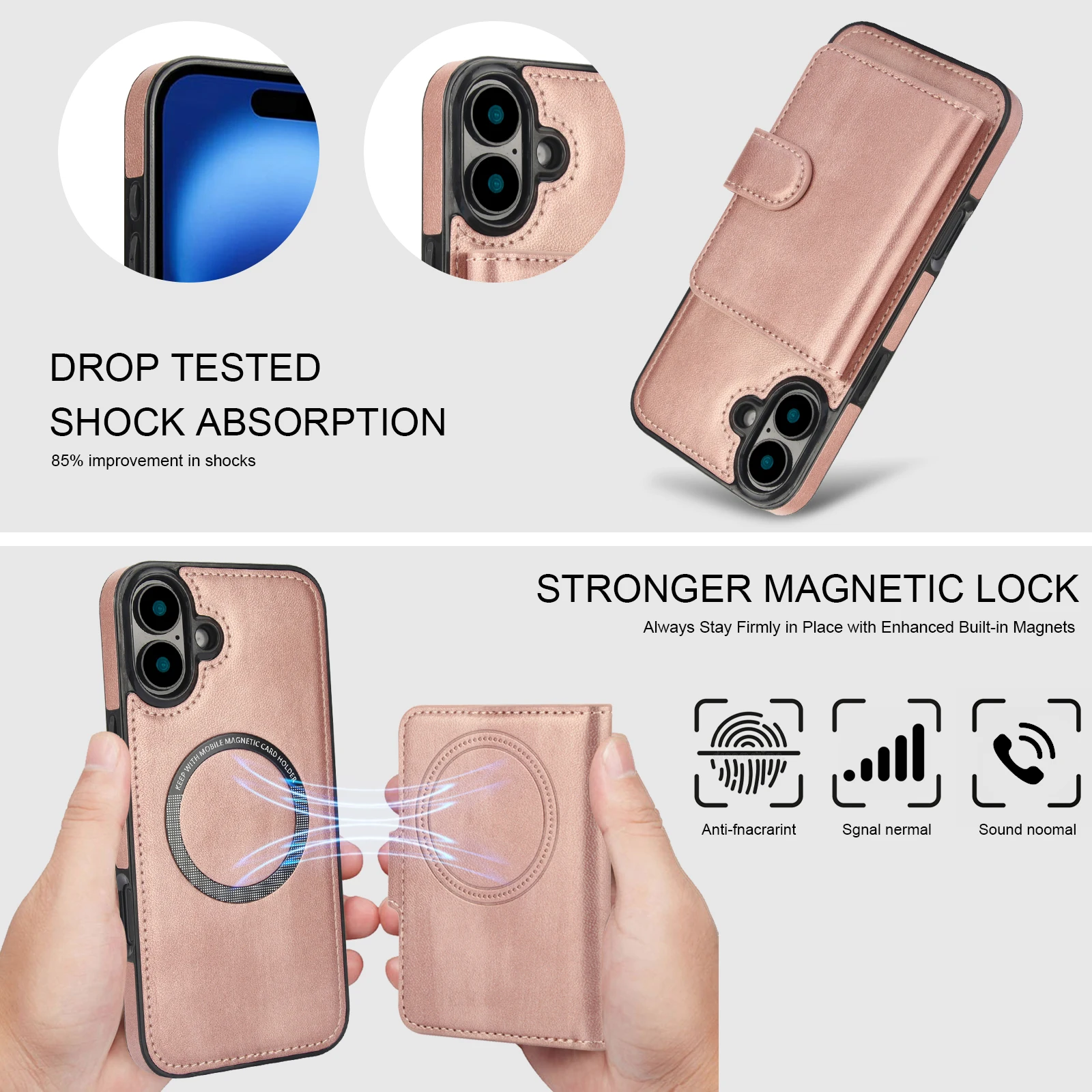 2 in 1 Detachable Magnetic Zipper Cards Solt Wireless Charging Case For iPhone 16 Pro Max 15 Plus 14 13 12 11 SE 2024 Bag Cover