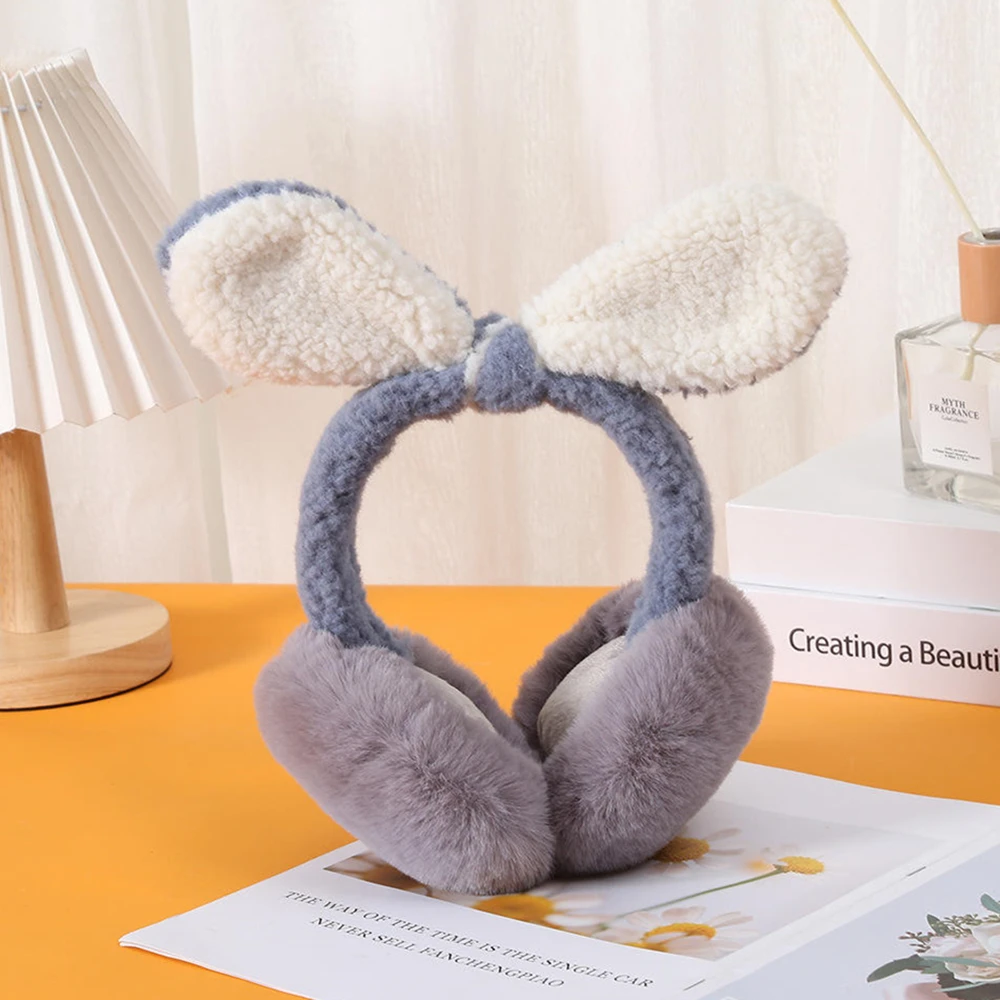 Cute Rabbit Ear Earmuffs Women Winter Warm Ear Warmer Thermal Plush Headphones Earflap Outdoor Cold Protection Fluffy Ear Cover