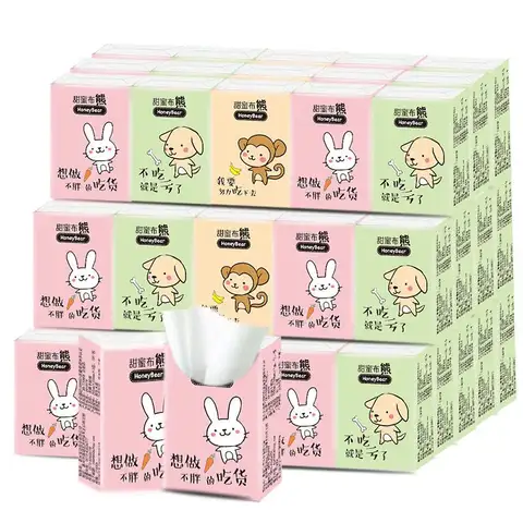 휴대용 만화 프린트 손수건, 작은 냅킨 팩, 얼굴 조직 포켓 종이 냅킨, 3 겹, 10 팩