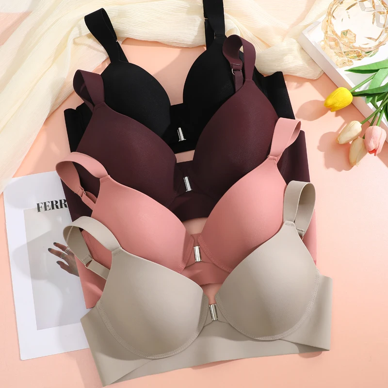 Seamless Women Bras Solid Color Plus Size Brassiere Front Closure Underwire Underwear for Female Breathable Intimates Lingerie