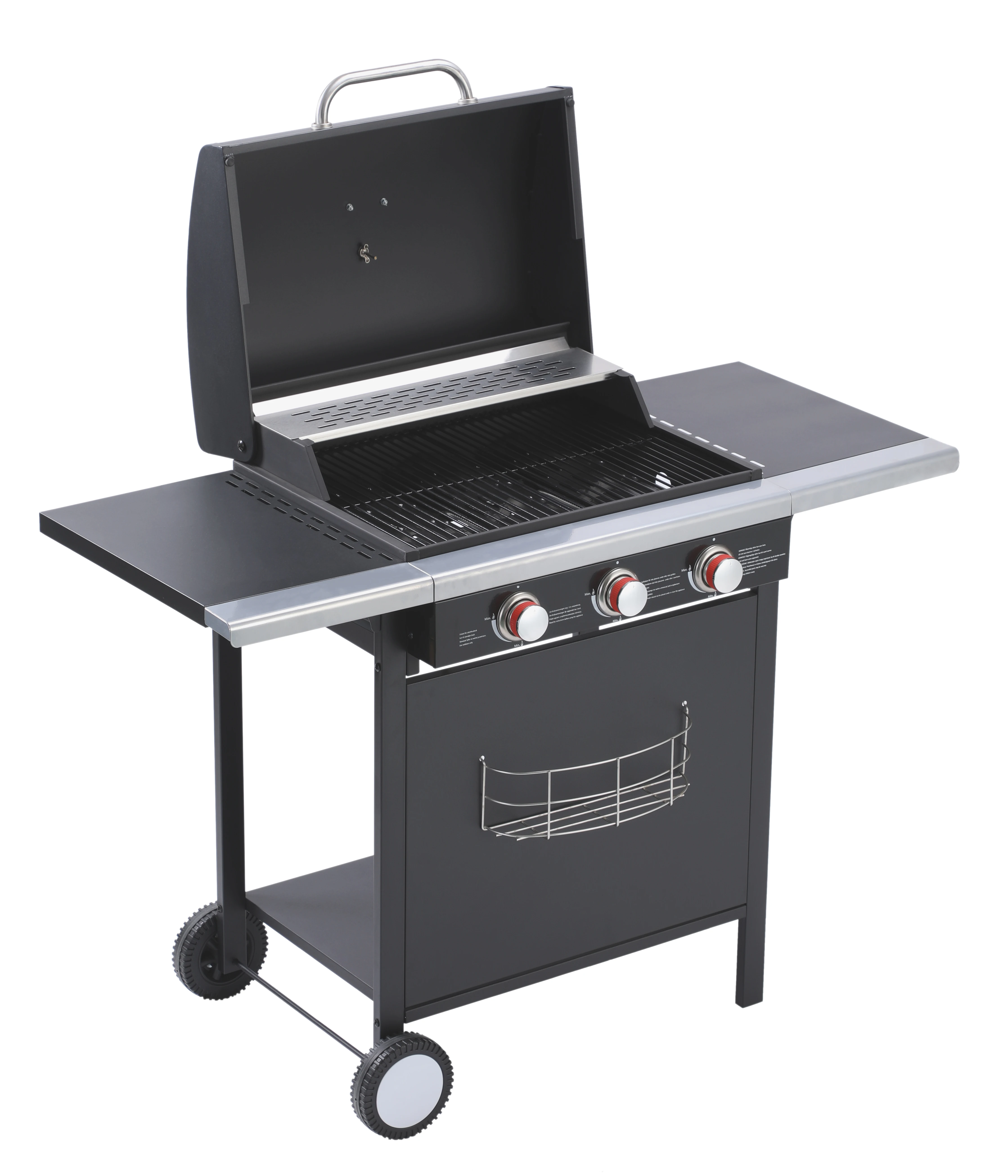 3 Burners 10.8KW Portable Outdoor Gas Grill Adjustable Features Easy Assembly Cleaning Flame Safety 430 Stainless Warming Rack