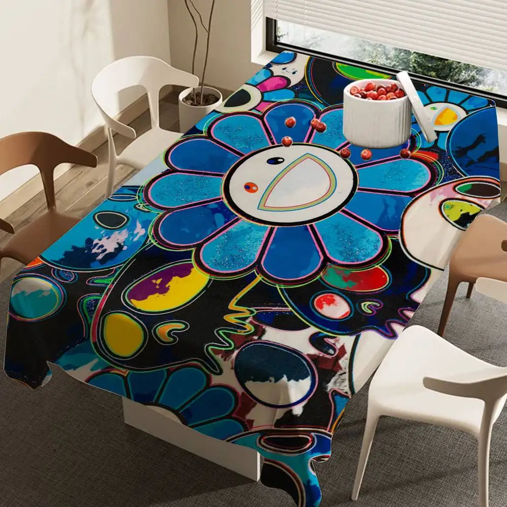 Art Floweres Table Cloth Rectangular Stain Tablecloth Oilcloth Mantel Mesa Impermeable Tablecloth Decoration