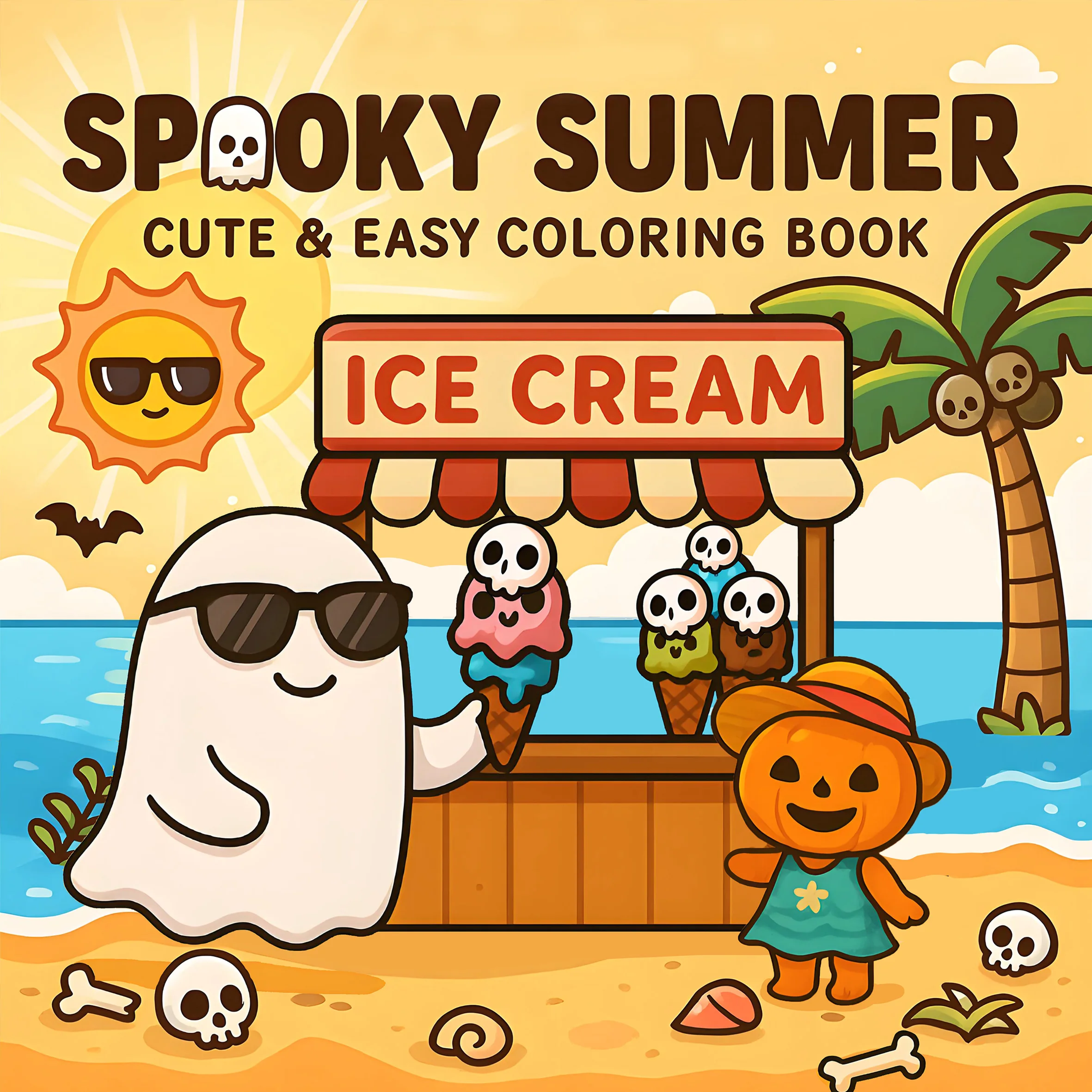 SPOOKY SUMMER Bold-easy Patterns Coloring Book for Adults Cute Drawing Book Perfect Gift for Party and Birthday