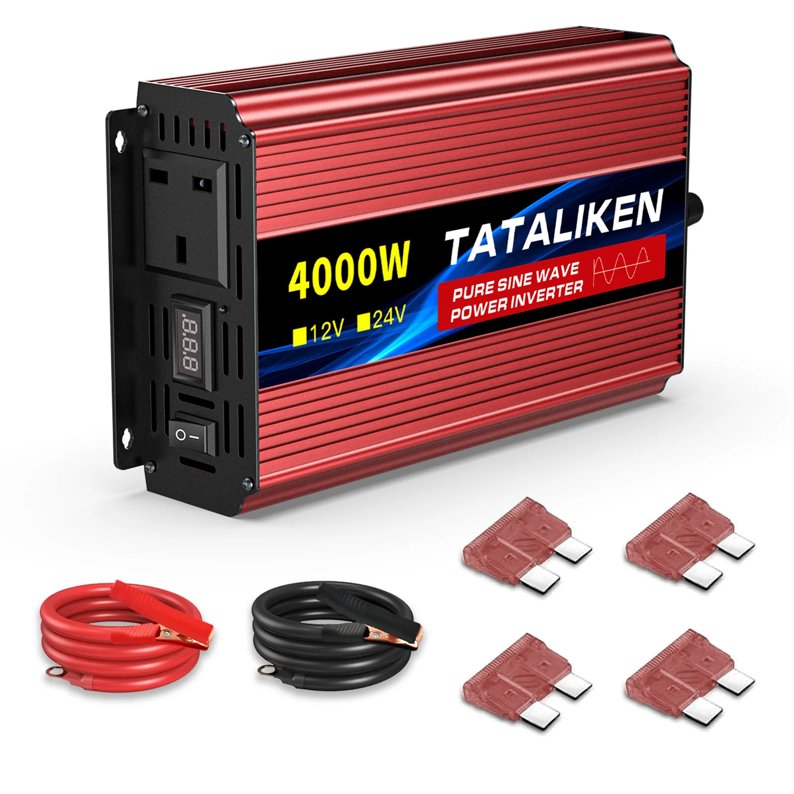 Pure Sine Wave Power Inverter 4000W 6000W, DC 12V to AC 240V 50Hz with UK 3-Pin Socket, Digital Display for RV Truck Solar image 3