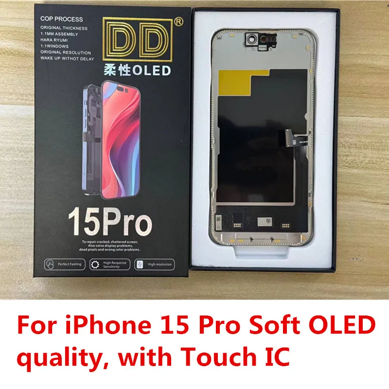 Soft OLED For iPhone 15 Pro Max 15Plus Display 3D Touch Digitizer Assembly For iPhone 15 Pro Screen Replacement Parts DD RJ