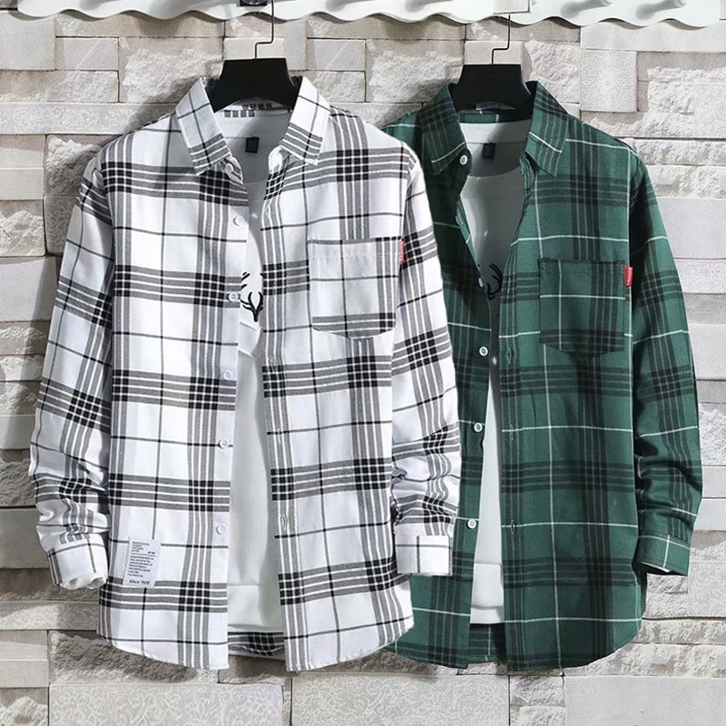 Loose Fit Plaid Long Sleeve Shirt Thin Casual Spring Autumn New Style Men's Workwear Jacket Youth Popular Daily Wear
