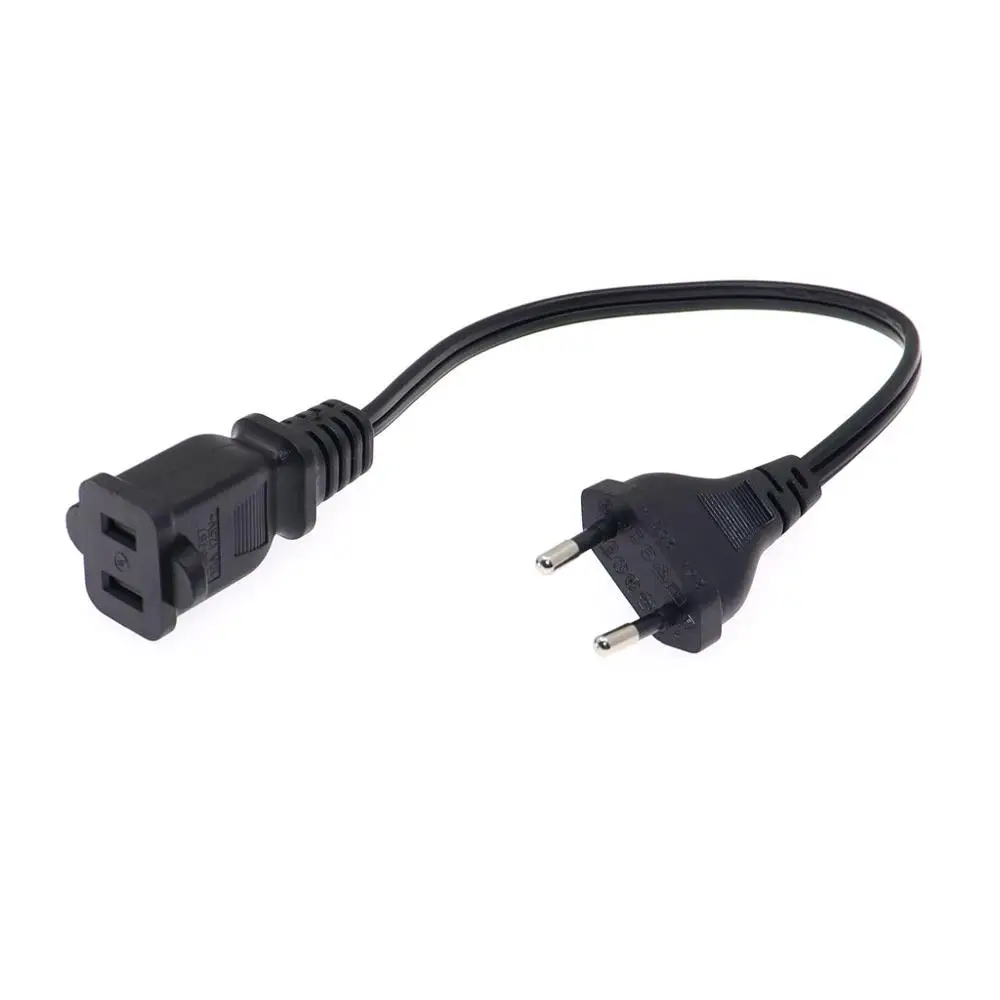 1PCS European 2 Pin Male Plug to USA Female Power Adapter Cable,EU Male to US Nema 1-15R Power Adapter Cord 30cm