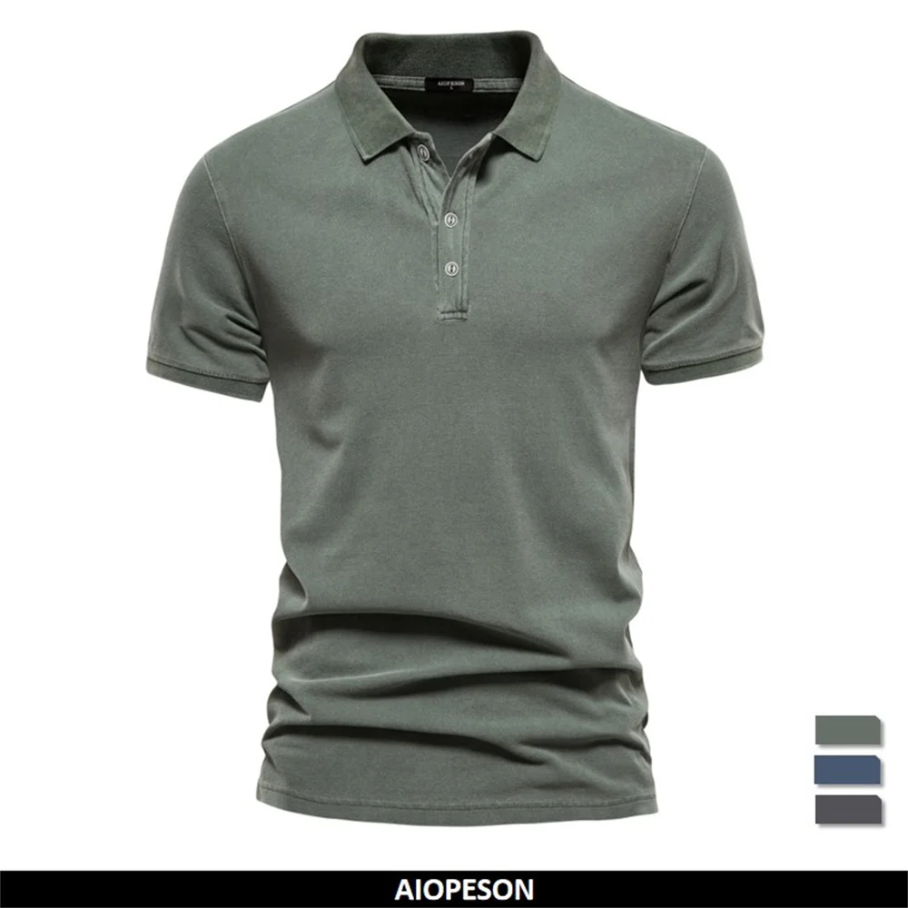 AIOPESON Men's 100% Cotton Solid Polo Shirts