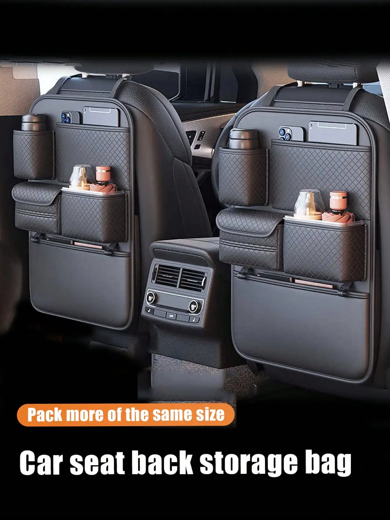 1pc Car Mounted Organizer, Car Seat Back Storage Bag with Hanging Strap, Storage Box, Tissue Holder, Seat Back Rack, Practical I
