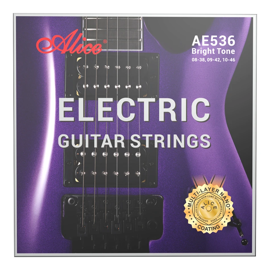 Alice AE536 Electric Guitar Strings Hexagonal High-carbon Steel Core Multipolymer Anti-rust Coating Performance Strings