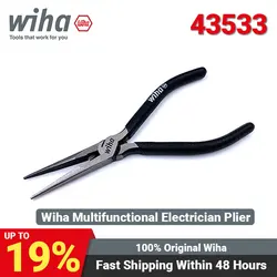 Wiha Needle Nose Pliers 160mm Length Multifunctional Electrician Plier Tools for Clamping Cutting and Stripping No.43533