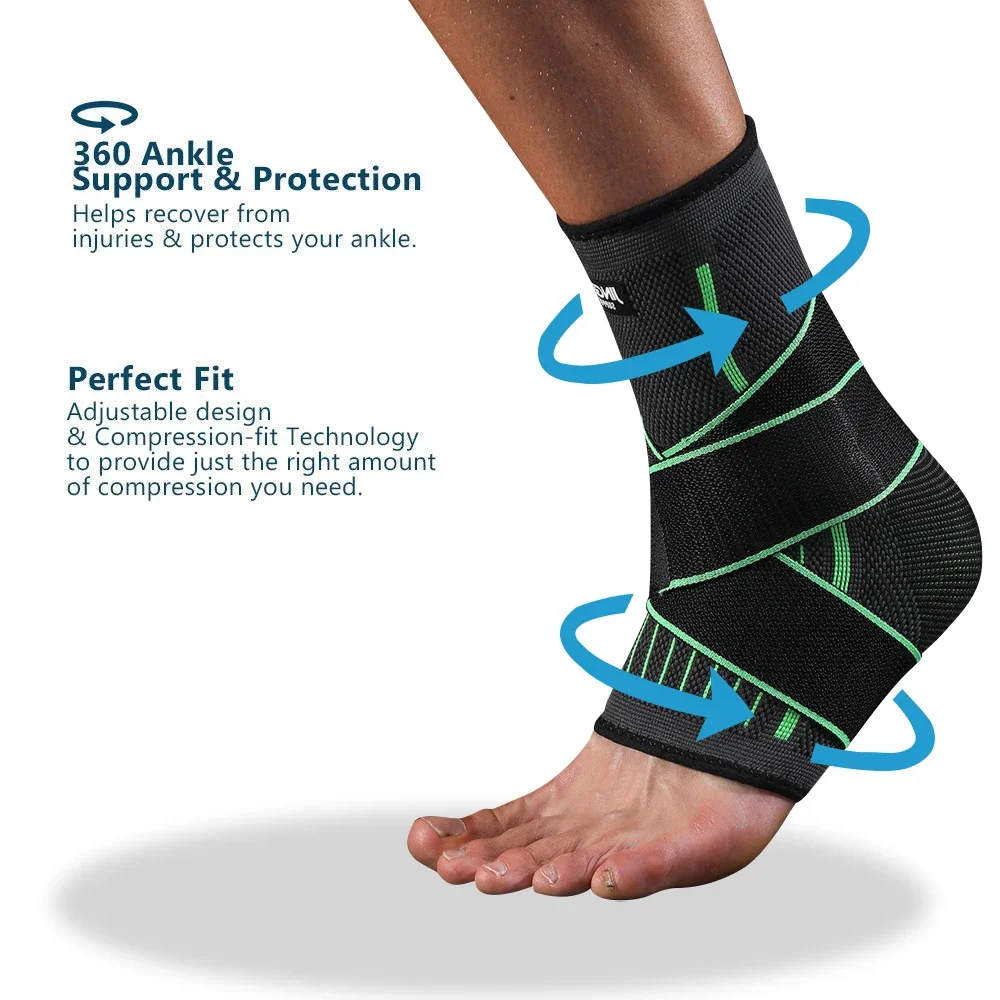 1PCS Ankle Brace Compression Sleeve with Adjustable Straps,Arch Support & Foot Stabilizer,Elastic Wrap for Plantar Fasciitis