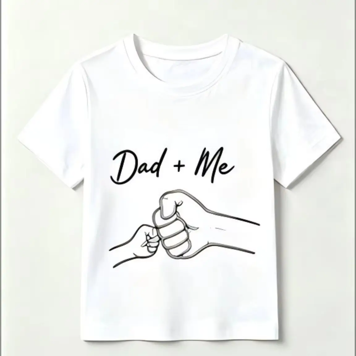 Dad and Me Fist Bump Graphic T-Shirt Father Kid Hand Print Short Sleeve Casual Tee Family Matching Aesthetic Top Father's Day