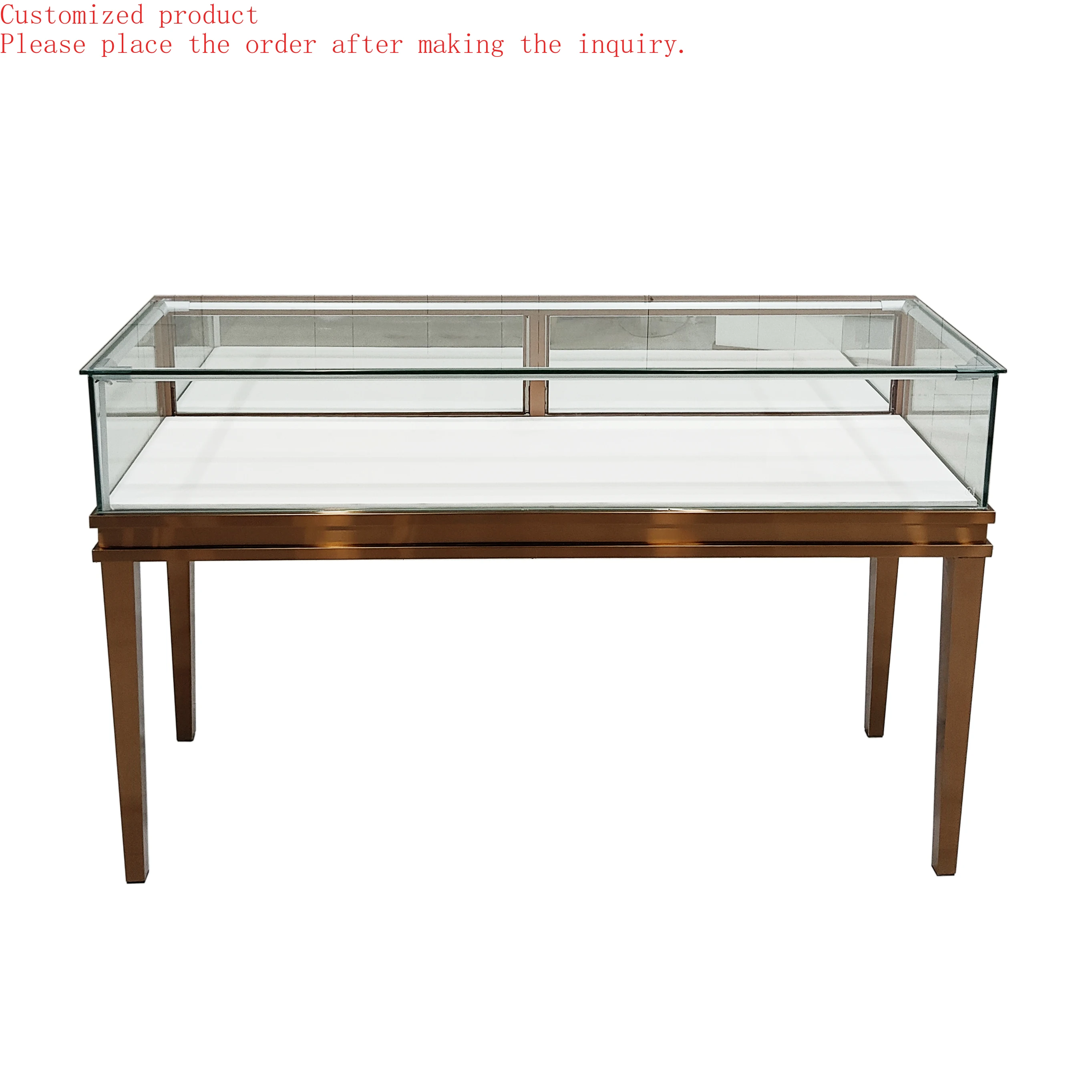 

Custom.Luxury Jewelry Display Room Counter Metal Bracket Store Furniture Glass Jewelry Display Cabinet with Light Jewelry Cabine