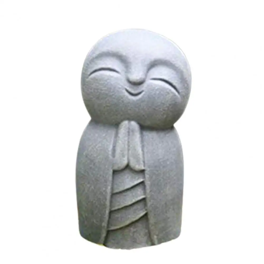 Buddhism Buddha Statue Resin Grey Little Jizo Buddha Sculpture Outdoor Earth Store Bodhisattva Garden Statue