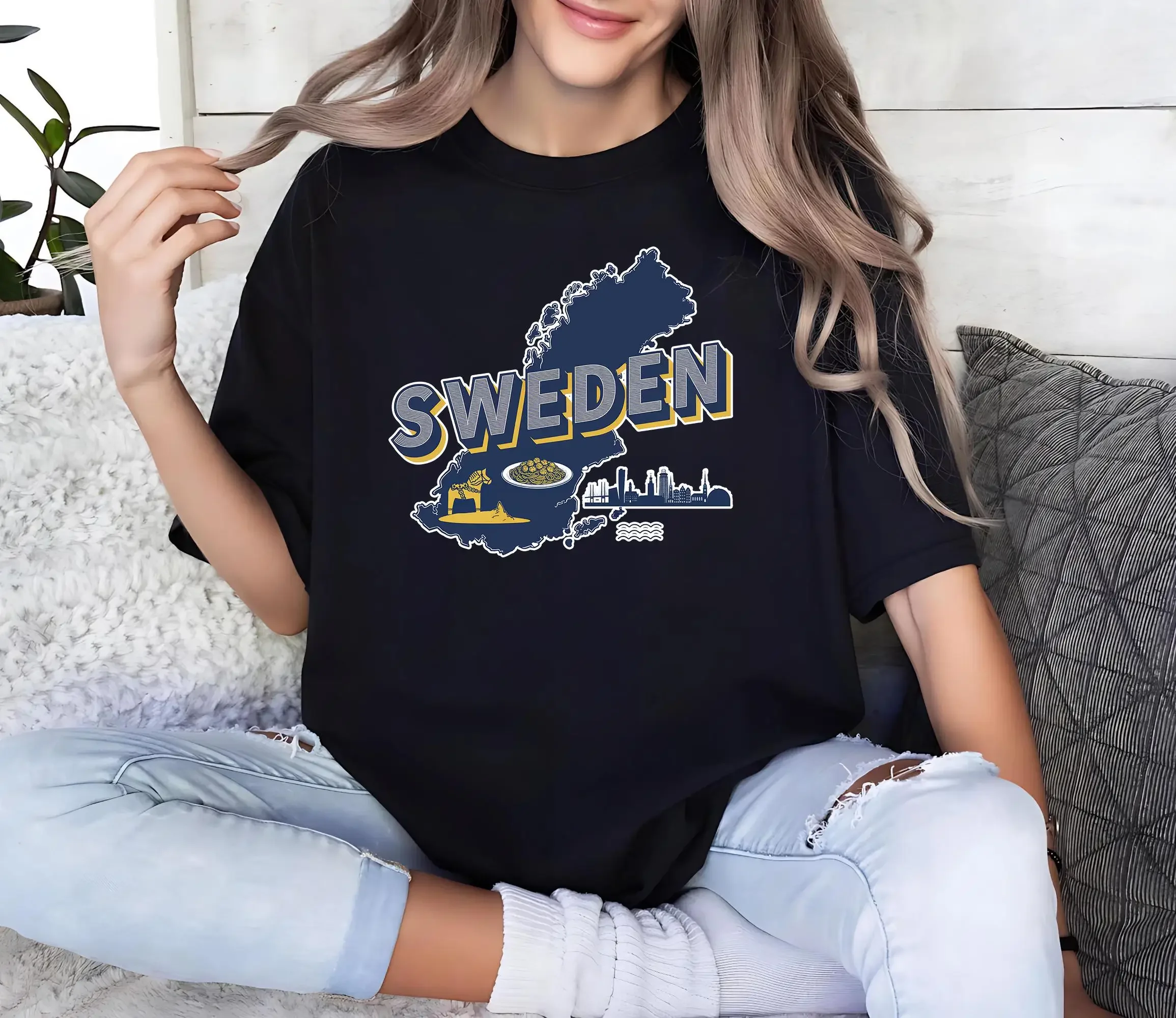 Retro Sweden T Shirt Travel Country For Traveler Lover Trip