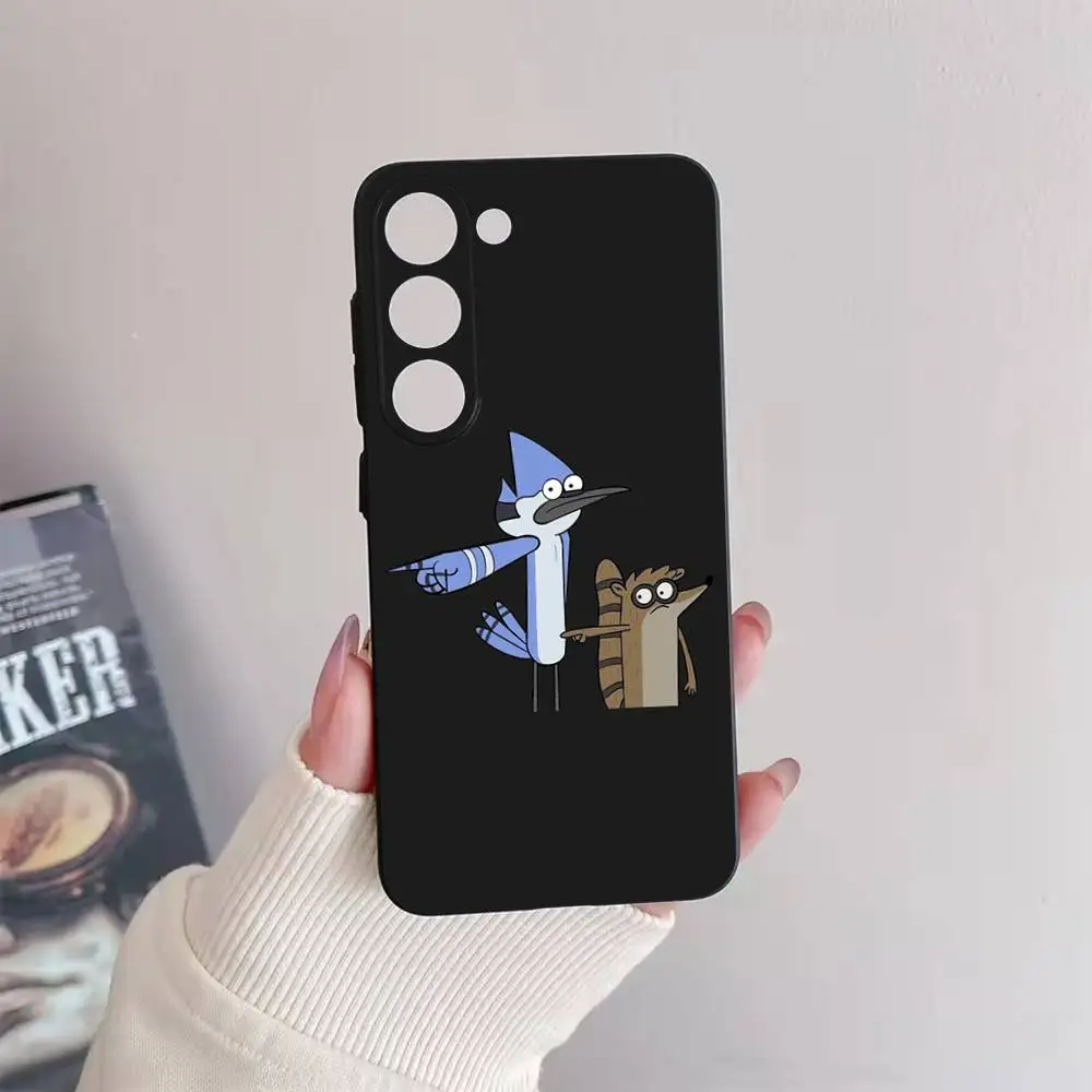 漫画 R-Regular Show 電話ケース Samsung Galaxy A 91、80、73、72、71、53、52、51、22、5G 耐衝撃ソフトブラックカバー