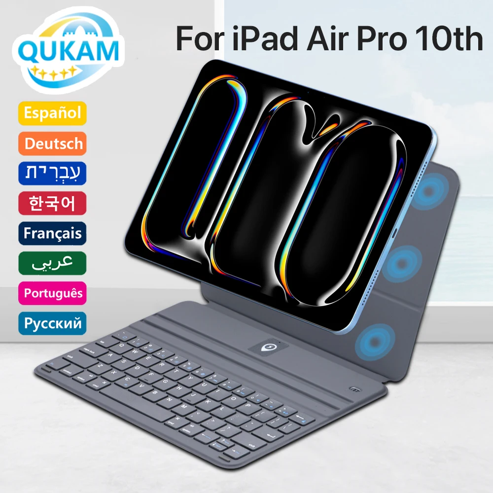 

2025 Magic Keyboard For iPad 10 Gen Air 4 5 10.9in iPad Case 2024 Air 13 M3 M2 Pro 11 12.9 2018-2022 Bluetooth Wireless Keyboard