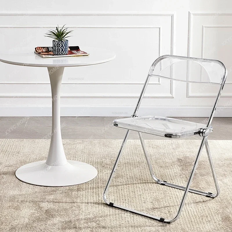 Acrylic Transparent Folding Chair Dining Chairs for Kitchen Nordic Dining Room Furniture Cafe Restaurant Chair Home Makeup Stool