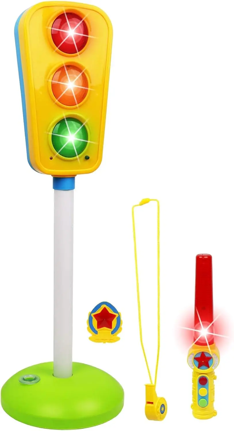 

Kids Traffic Light Toy with Sounds, Teaches Road Safety for Cars & Bikes