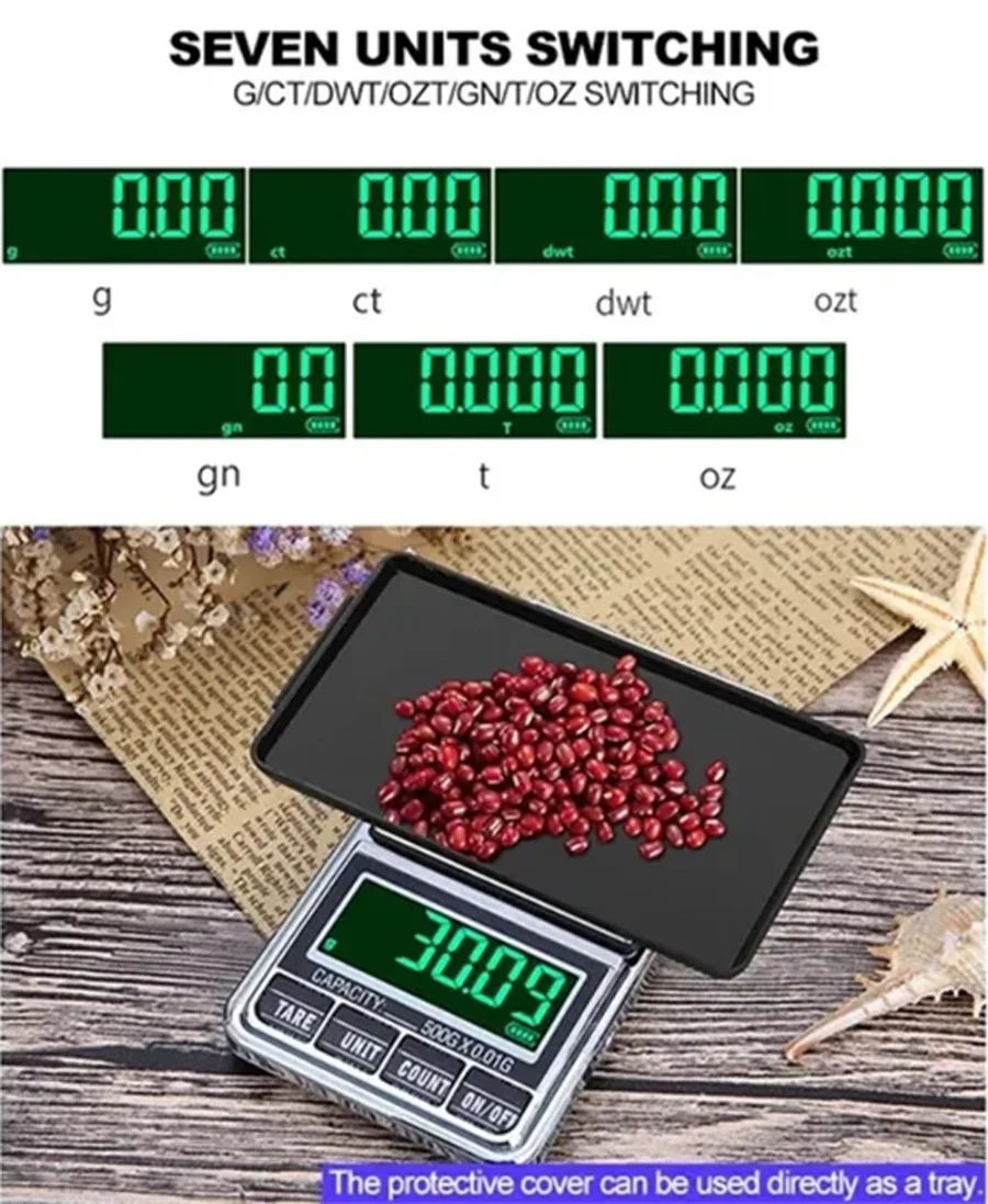 1pc High Precision Portable Mini Pocket Jewelry Gold Scale USB Rechargeable Digital Electronic Scale Weight Balance Gram Scale