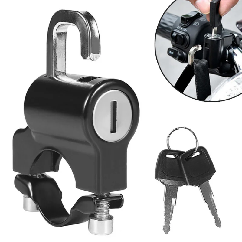 Cerradura antirrobo para casco, montaje en manillar, motocicleta eléctrica, cerradura de Metal de seguridad Universal de 22mm-26mm con juego de llaves
