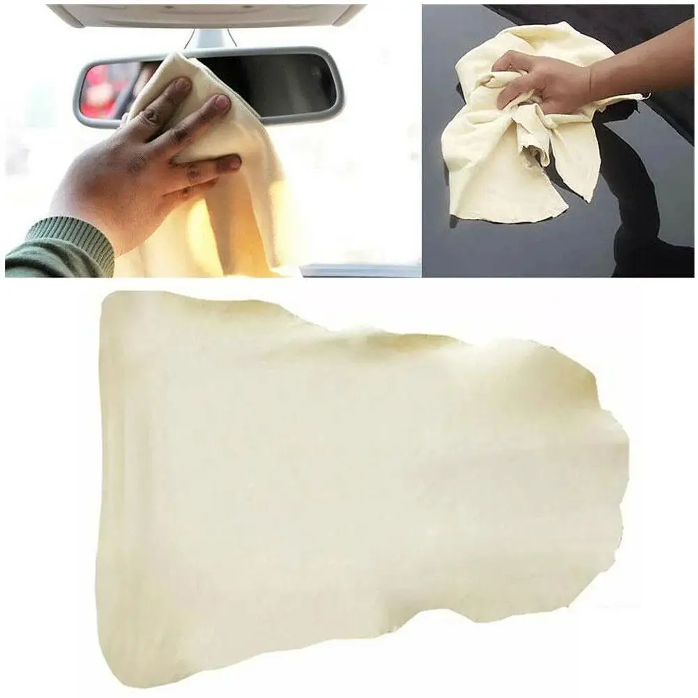 40*50cm Natural Buckskin Towel Cloth For Car Motorcycle Natural Drying Cleaning Genuine Leather Clean Washers Washing