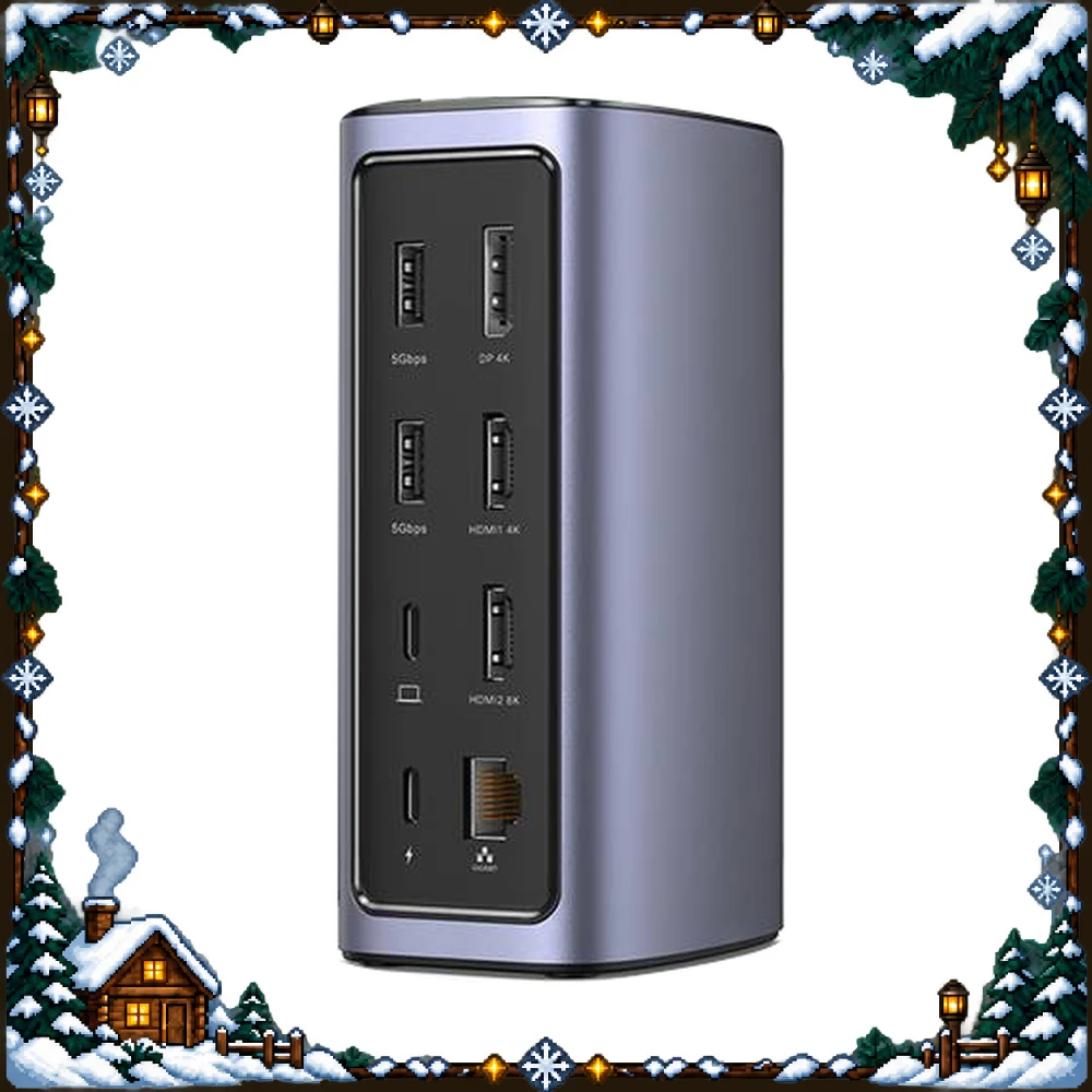 UGREEN 90325 USB C Docking Station CM555 12 in 1 DisplayLink Dual HDMI DP Gigabit Ethernet 10Gbps USB SD TF Reader PD Audio