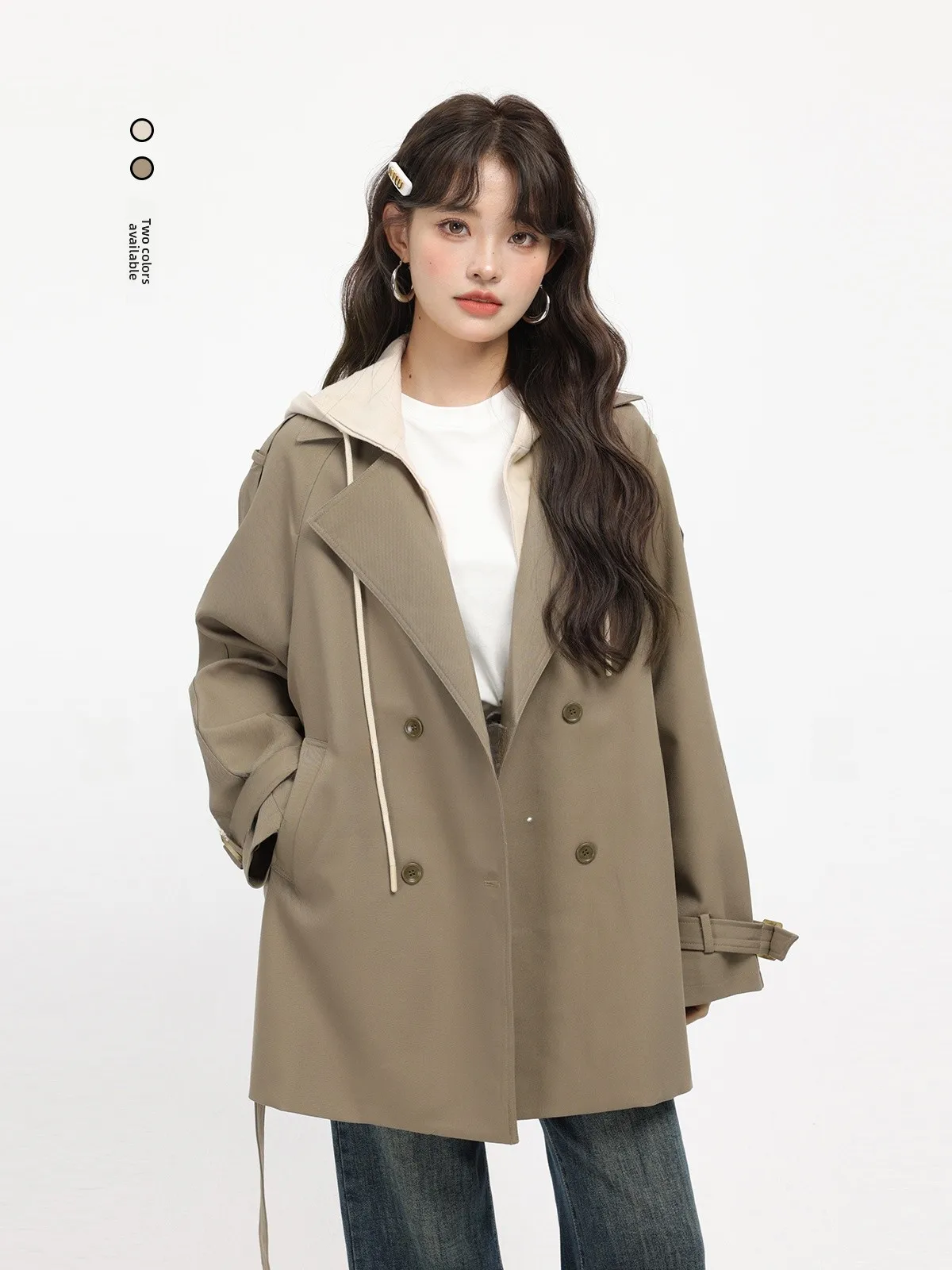 

Hebe Sle Hooded Coat Jaet Ele Versatile Top Outerwear Autumn New Arrival Comfortable Fit Long Sve Color