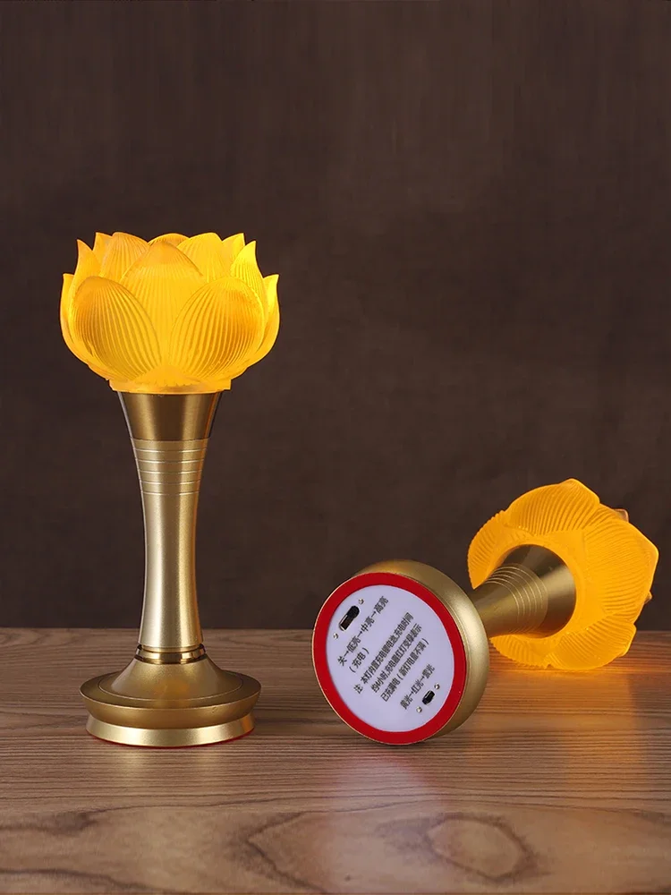

Lotus lamp Bodhisattva Buddha for charging Hall Changming led glazed statue lamp home 2024 new.