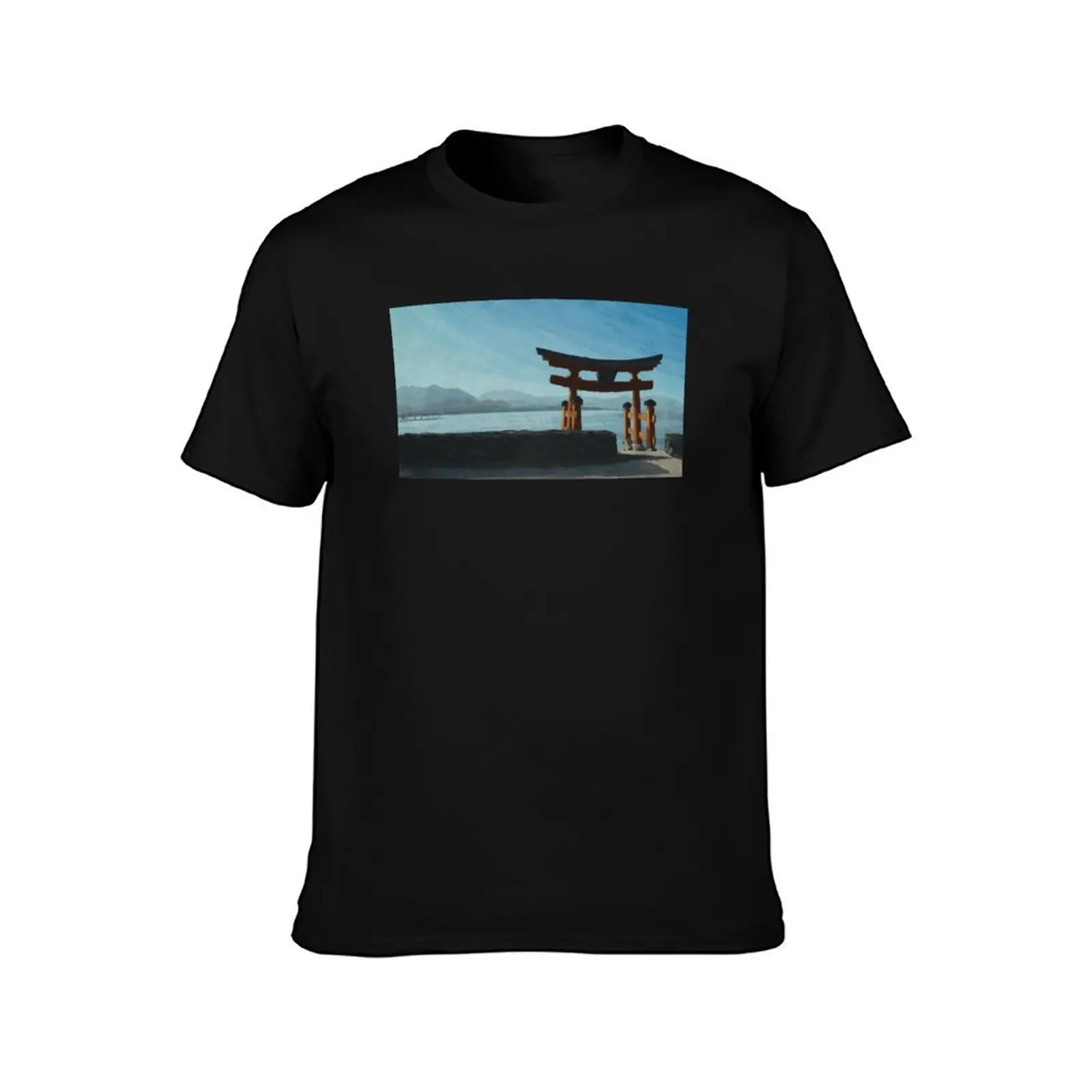 Floating Torii of Itsukushima Shrine T-Shirt Work Utility Short Sleeve Shirt