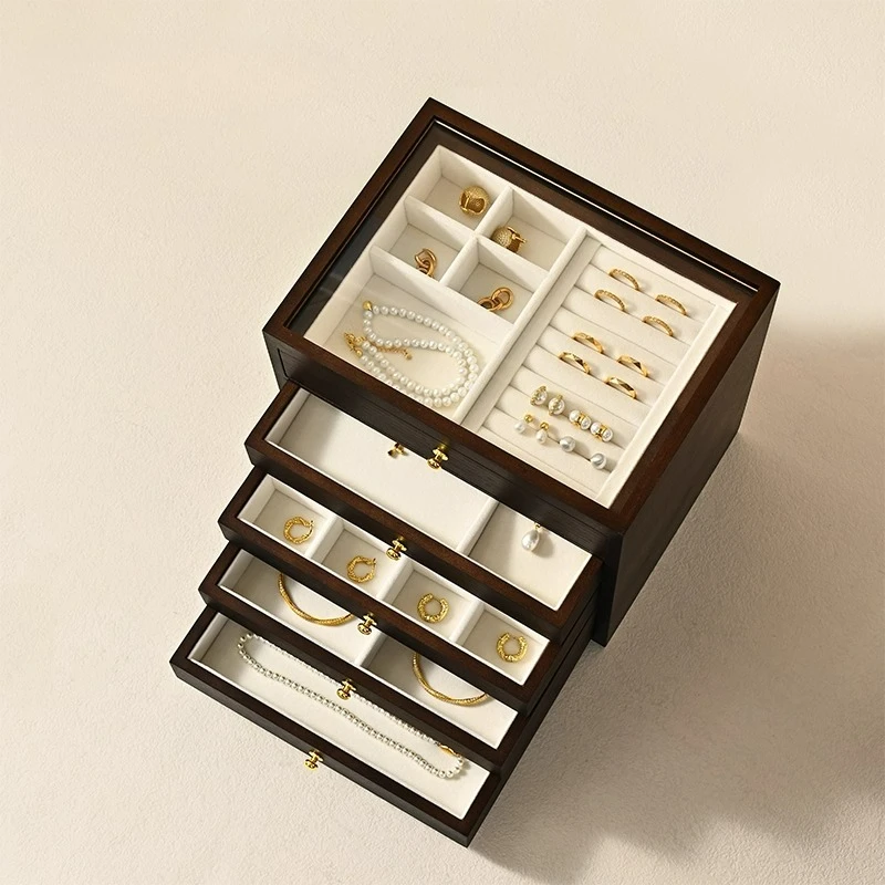 

Ящик для хранения ювелирных изделий для колец, браслетов и аксессуаров, многослойный ящик-органайзер для ювелирных изделий