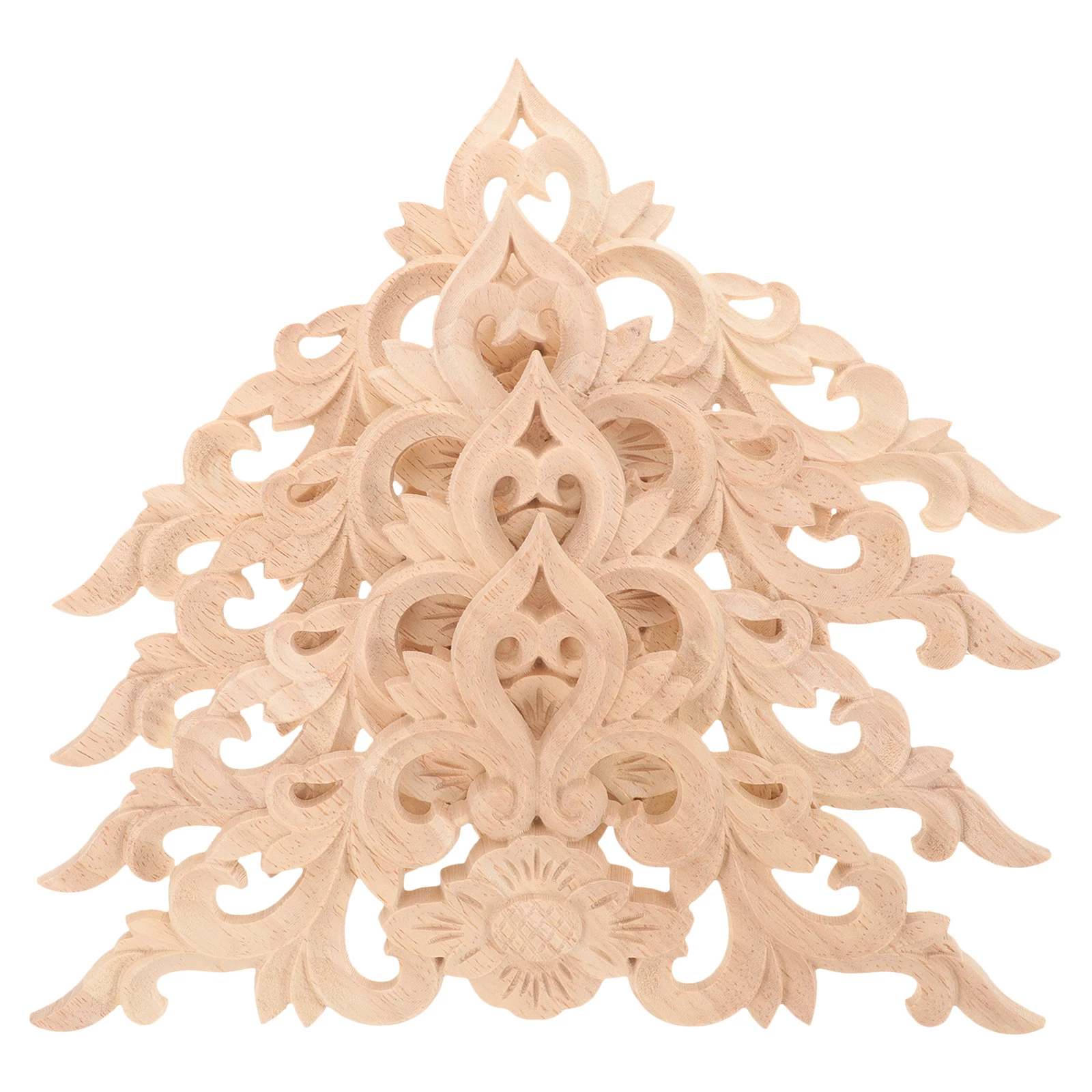 

4pcs Retro Rose Carving Decals Flower Onlay Applique Wood Decorative Trim for Furniture Vintage Cabinet Wood Appliques Durable