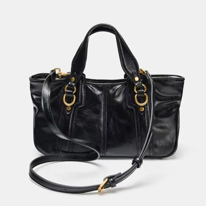 

Fashion Mini Tote Bag Designer Metal Detail Decoration Women Handbags Luxury Pu Leather Shoulder Crossbody Bags 2025 New