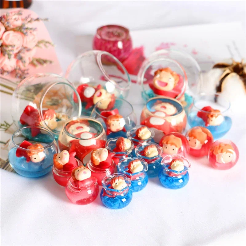 Anime Goudvis Prinses Ponyo Micro Landschap Ornamenten Mini Lichtgevende Goudvis Ji Glas DIY Desktop Model Poppenhuis Decor Speelgoed