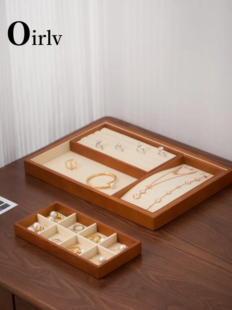 

Oirlv Multi-function Wooden Jewelry Tray Stackable Jewelry Drawer Organizer Bracelet/Watch/Earrings Showcase Jewelry Holder