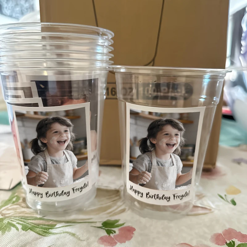 20/50 Stück individuelle Foto-Tassenaufkleber, personalisiertes Kinderfoto auf Tasse, Papieraufkleber, Geburtstagsgeschenk, Siegeletikett, Partyzubehör – Detail 3