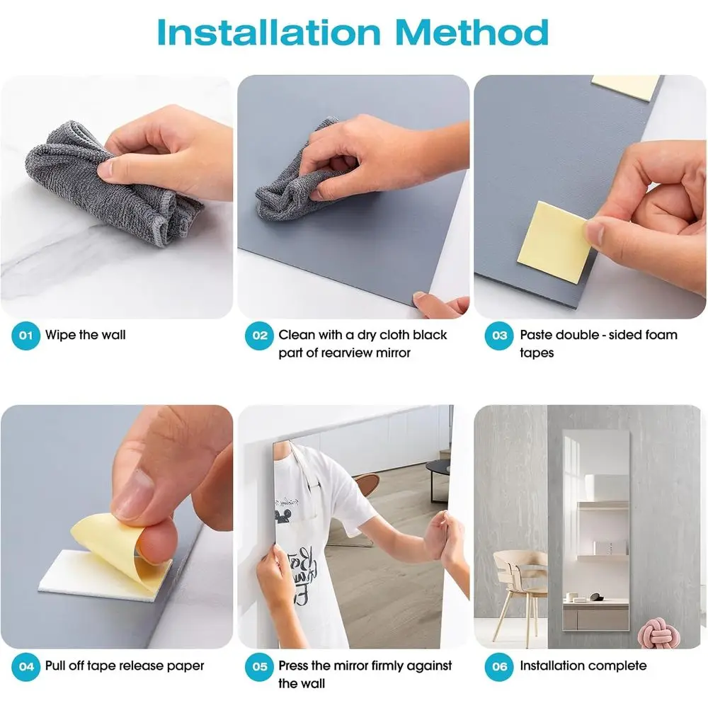 15.75인치 파손 방지 아크릴 거울, 가정용 벽걸이형 피트니스 거울, 침실 및 거실용 가볍고 현대적인 장식