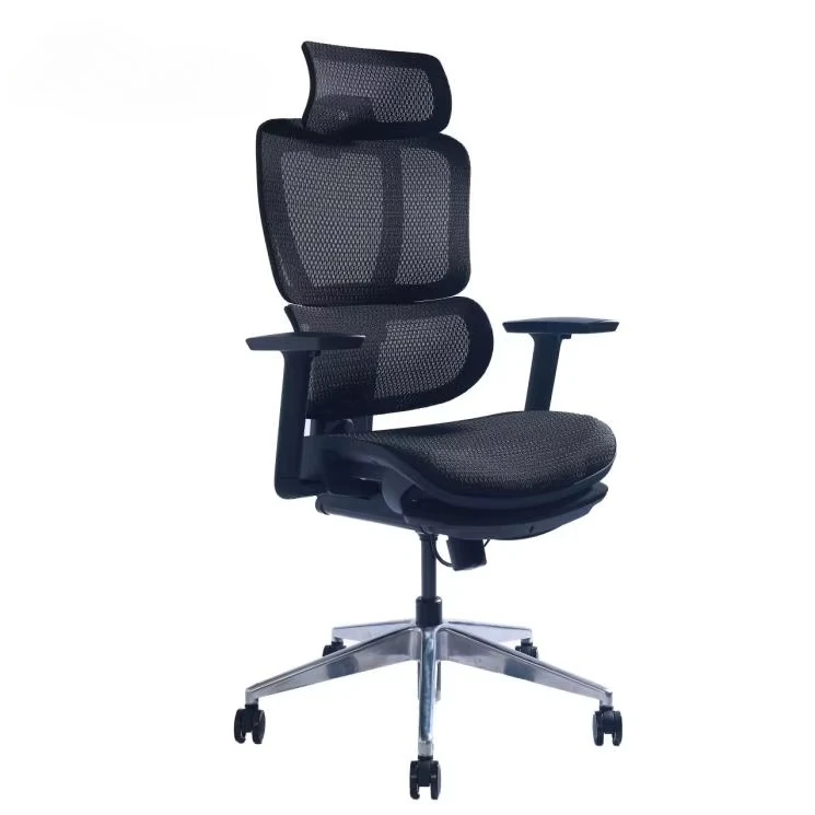 Executive ergonomic office chair with mesh cushion backrest and 3D headrest for reception meeting workspace