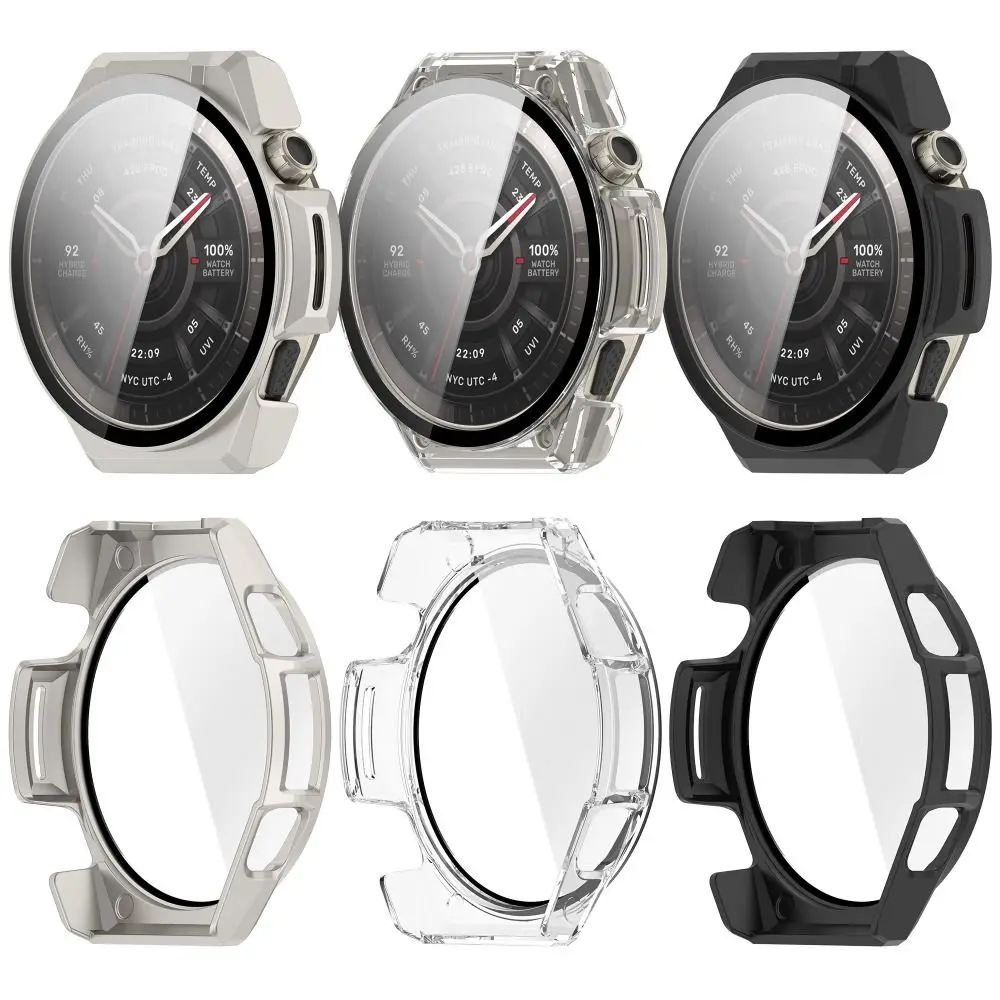 PC+Tempered Glass Protective Case Anti-Scratch Shockproof Screen Cover Full Coverage Protector Shell for Amazfit Balance Ultra